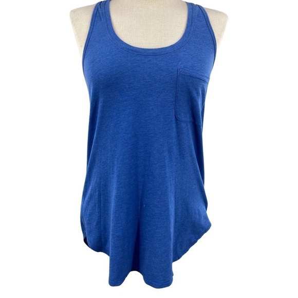 Lululemon Women’s Racerback Blue Cotton Tank Top Front Pocket Size Small - Picture 1 of 6